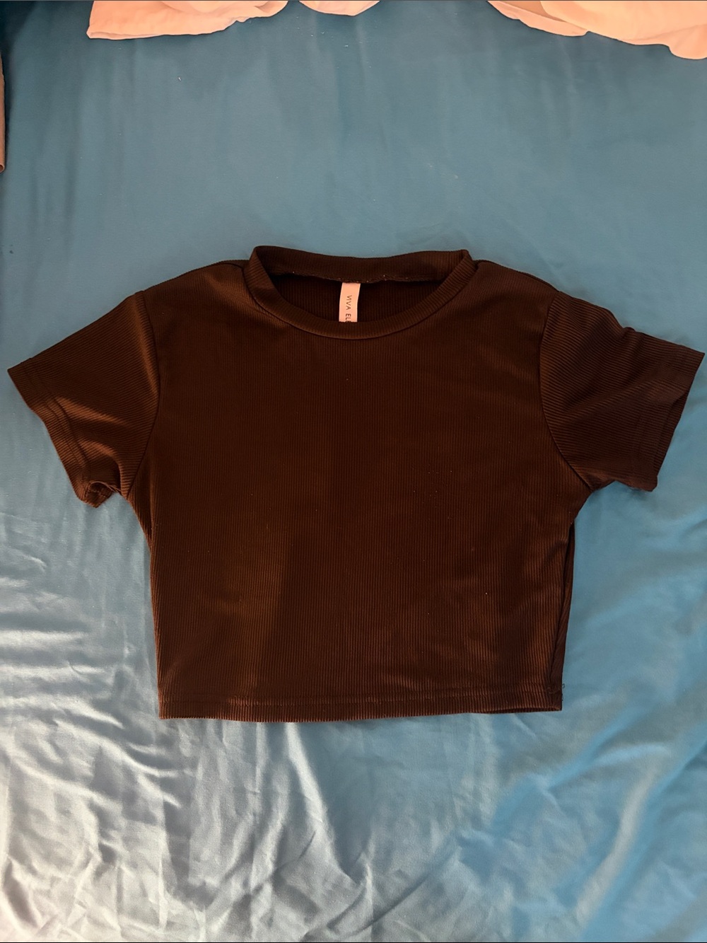 Black Ribbed Crop Top - Kids Shirt